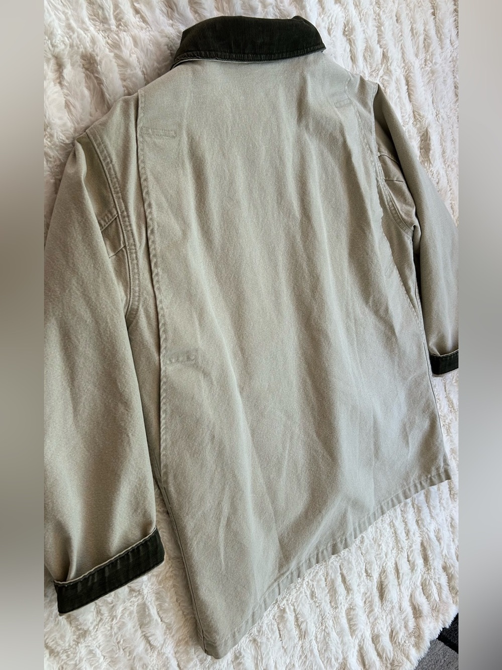 Made in USA LL Bean Vintage Chore Coat Barn Jacket Beige S - Picture 10 of 13